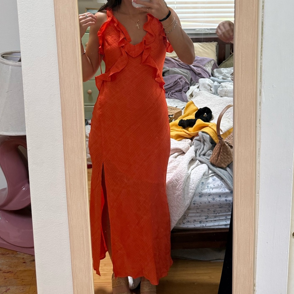 ASTR the label sorbae ruffle maxi dress